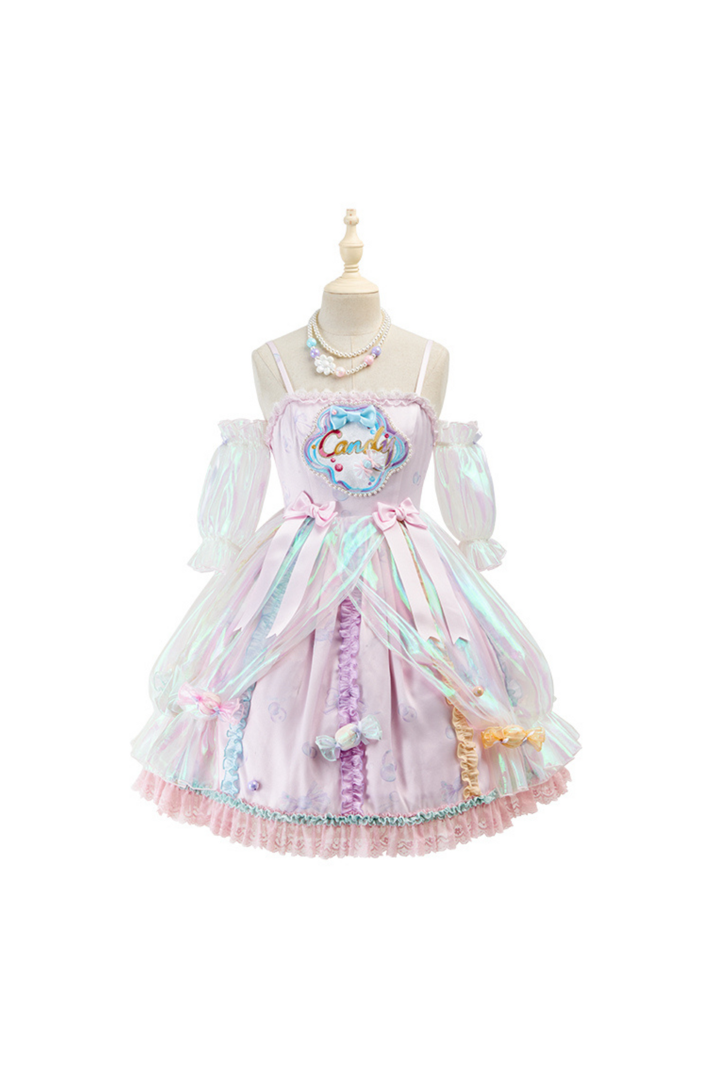 キャンデーポップバルーンロリータジャンパースカート+パールネックレス