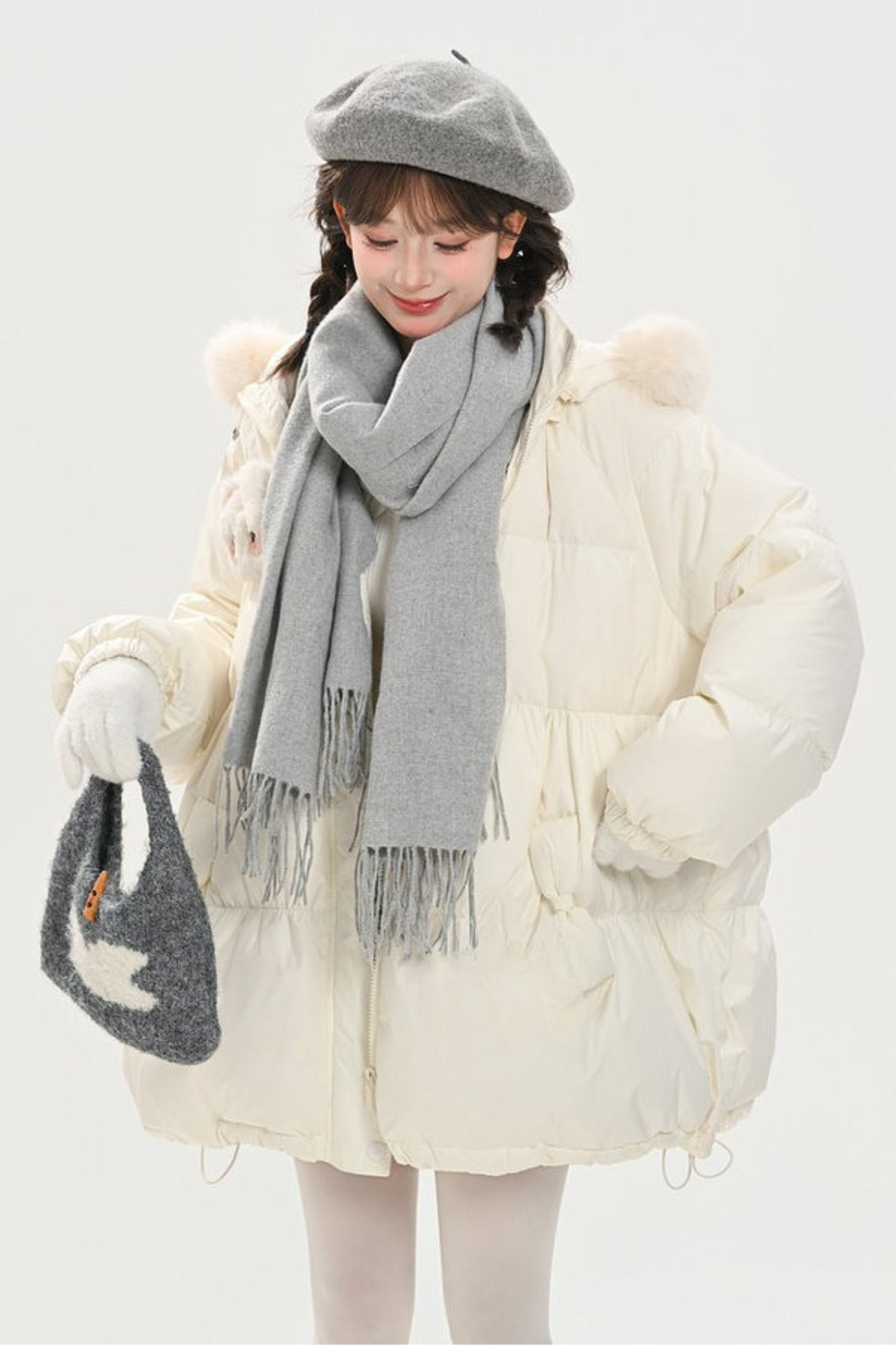 スウィートキャットフードダウンジャケット