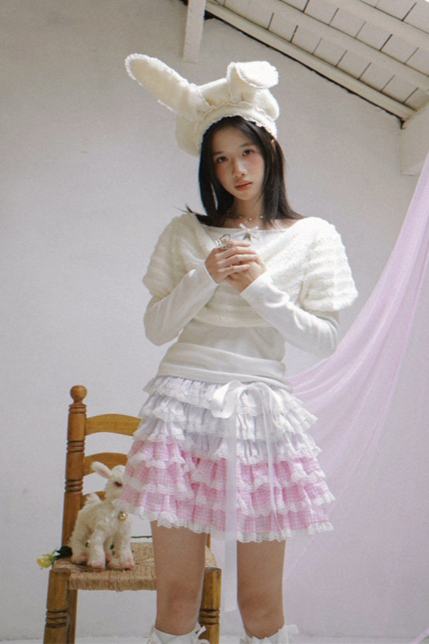 Draped Collar Knitted Top