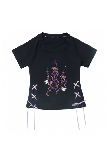 パープルグリッドカラーブロックトップス+フードトップス+パンツ+レッグウォーマー