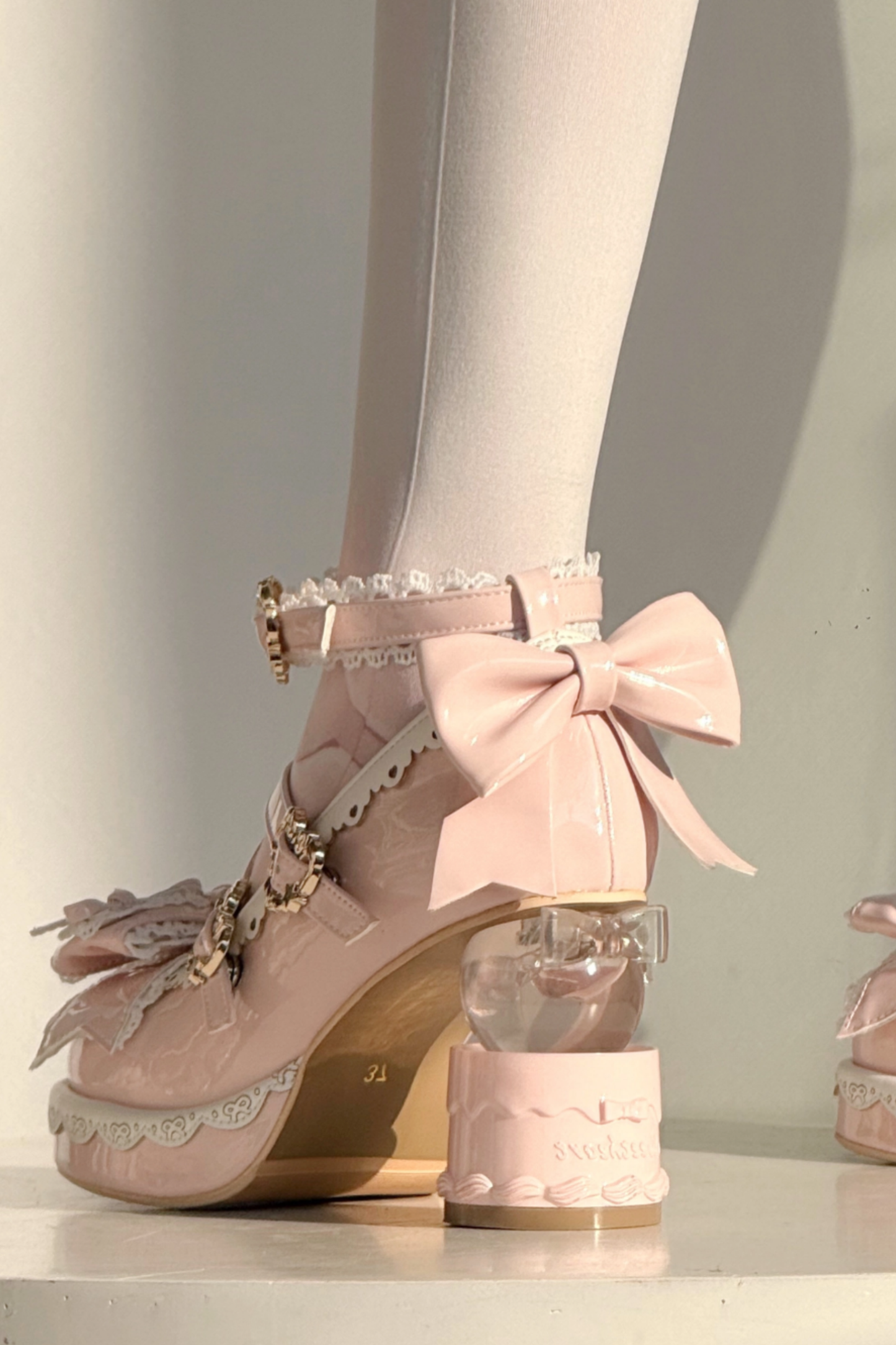 リボンレースロリータクリスタルヒール