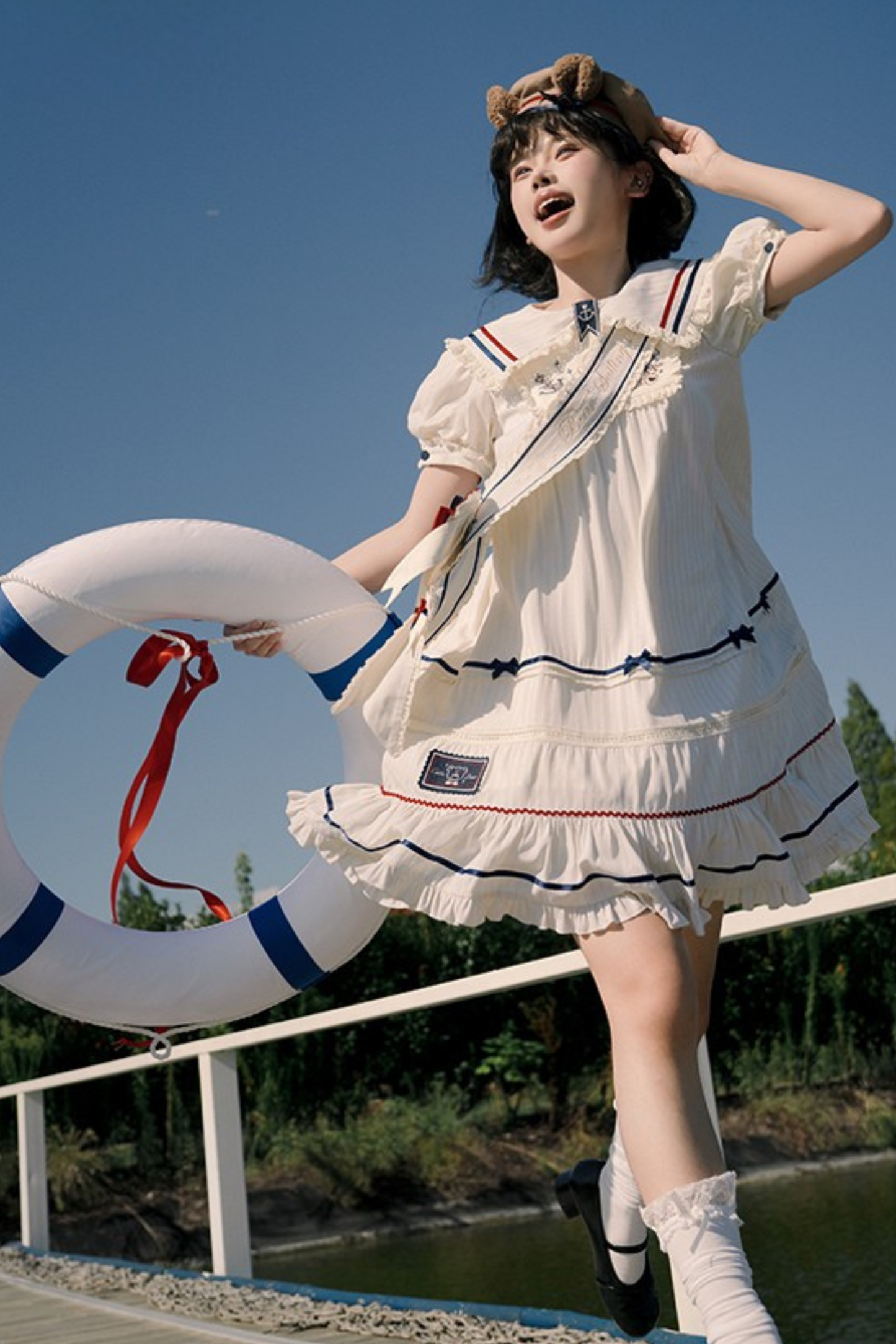 [Reservation Item] Marine Bear Design Doll Lolita Dress + Tie Top