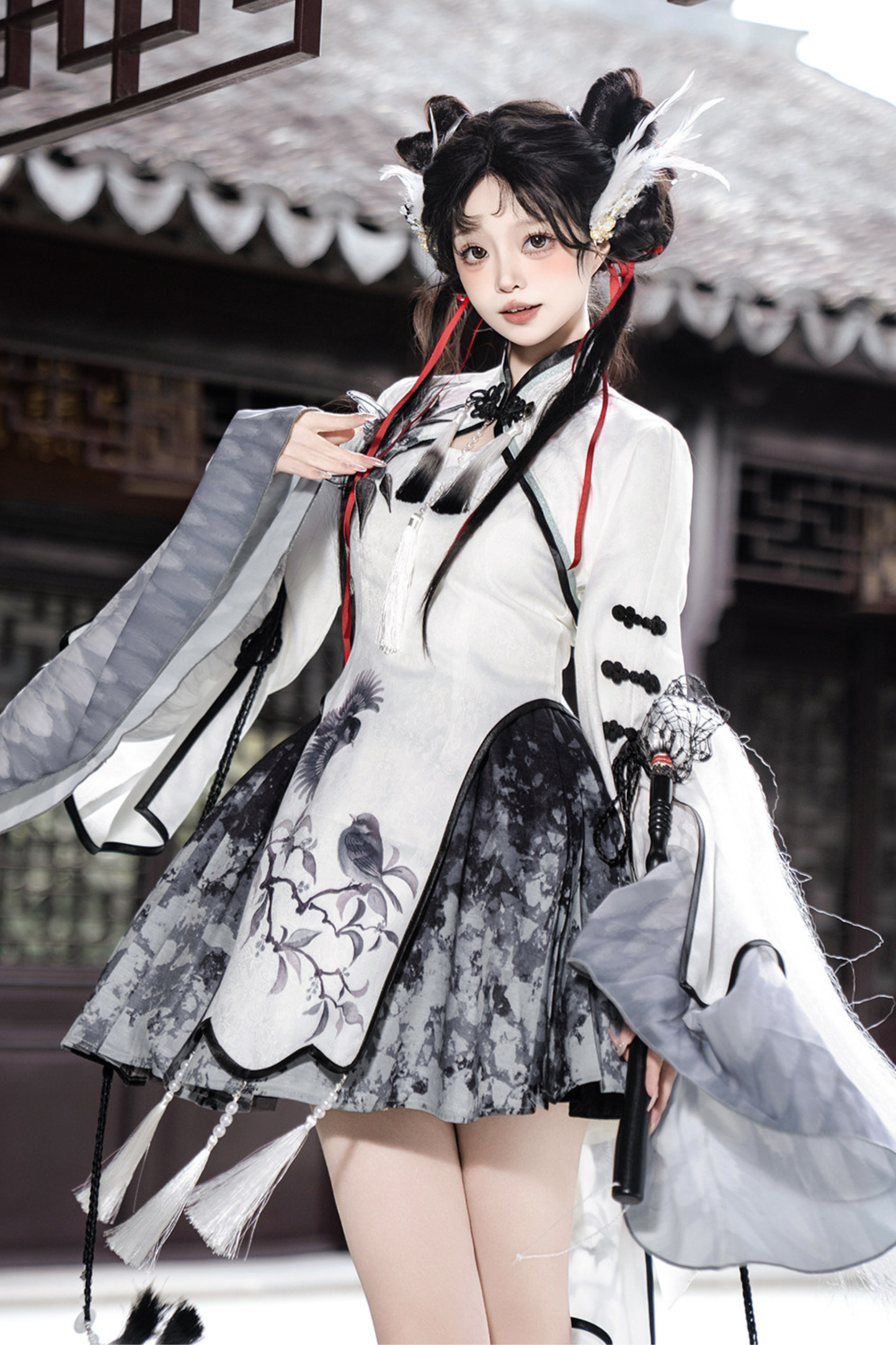 ダークチャイナドレス+ビッグスリーブケープ+チャイナトップス+スカート+キャミソールドレス+レッグウォーマー