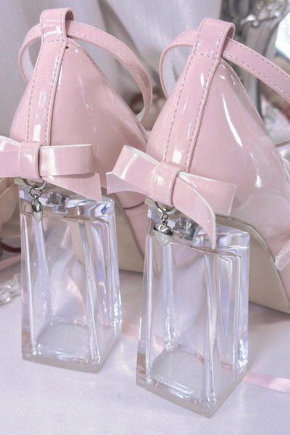 ラブバックルクリスタルヒールシューズ