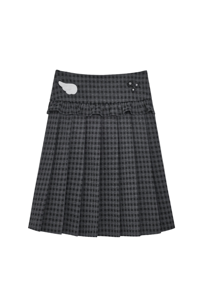 Animal Doll Print Top + Pleated Skirt + Wide Pants + Jacket