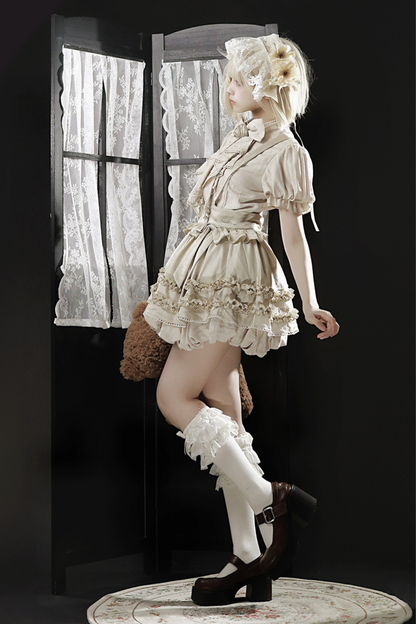 Antike florale Lolita Oberteile + Trägerrock
