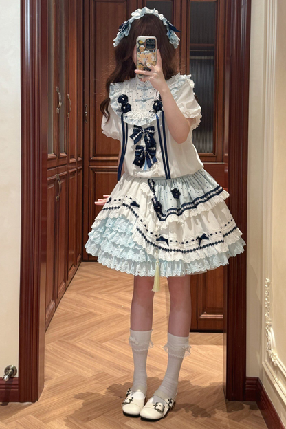 [3월 18일 예약마감] 차이나 드림 원피스 + 점퍼 스커트 + 소매 + 레그 워머 + 머리띠 + 칼라 + 클립 + 리본 + 공주 소매