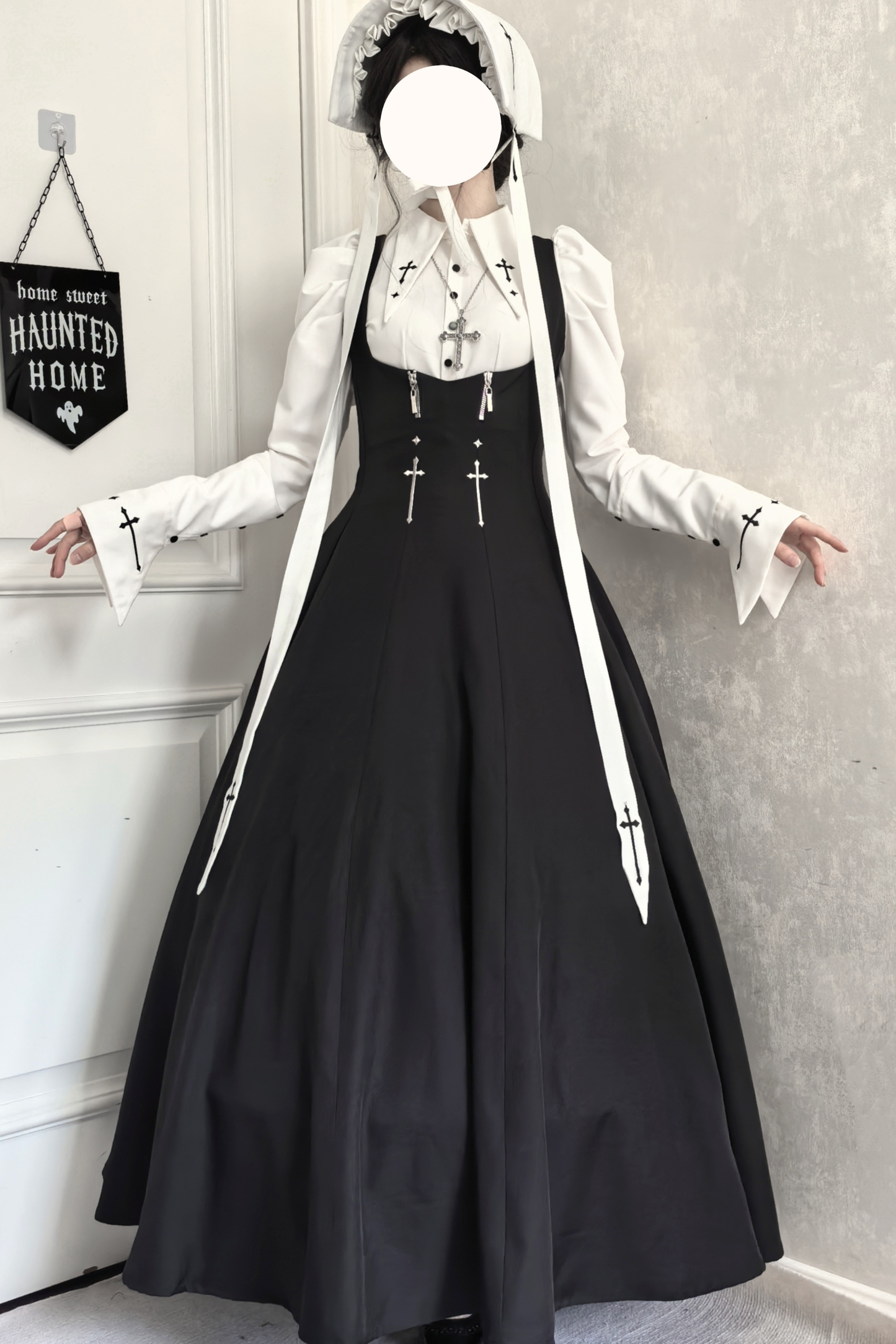 ゴスロリータスプリットブラウス+サスペンダースカート