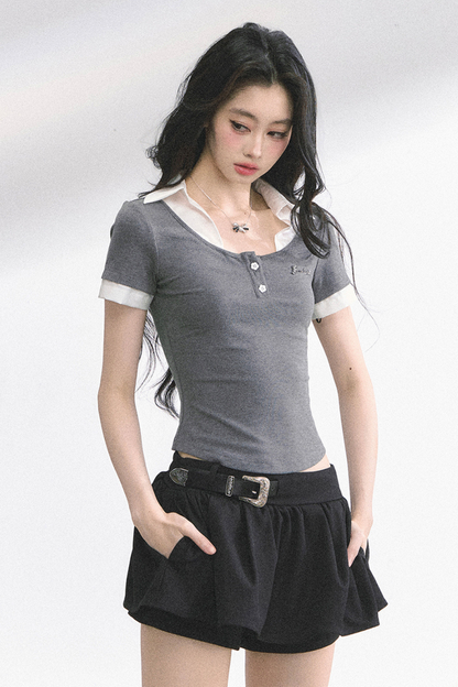 ストレートショルダーアメリカンシャツトップス