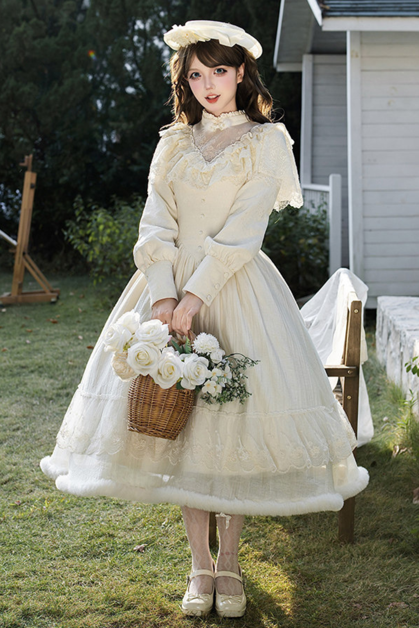 Rouge Snow Fishtail Dress + Flared Dress + Hat + Clip