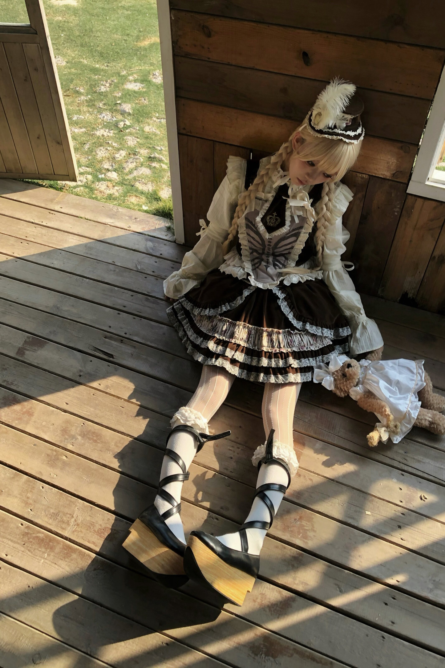 뼈 프린트 벨벳 코르셋 베스트