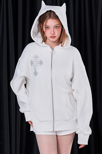 クロスルーズデビルフードジップパーカー