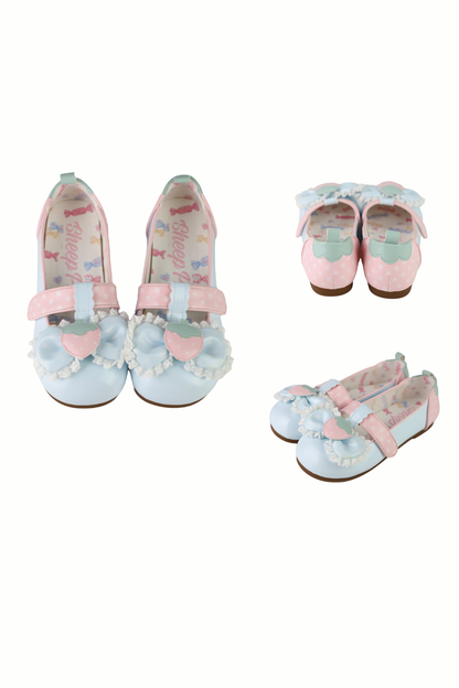 ストロベリーポルカドットフラットシューズ