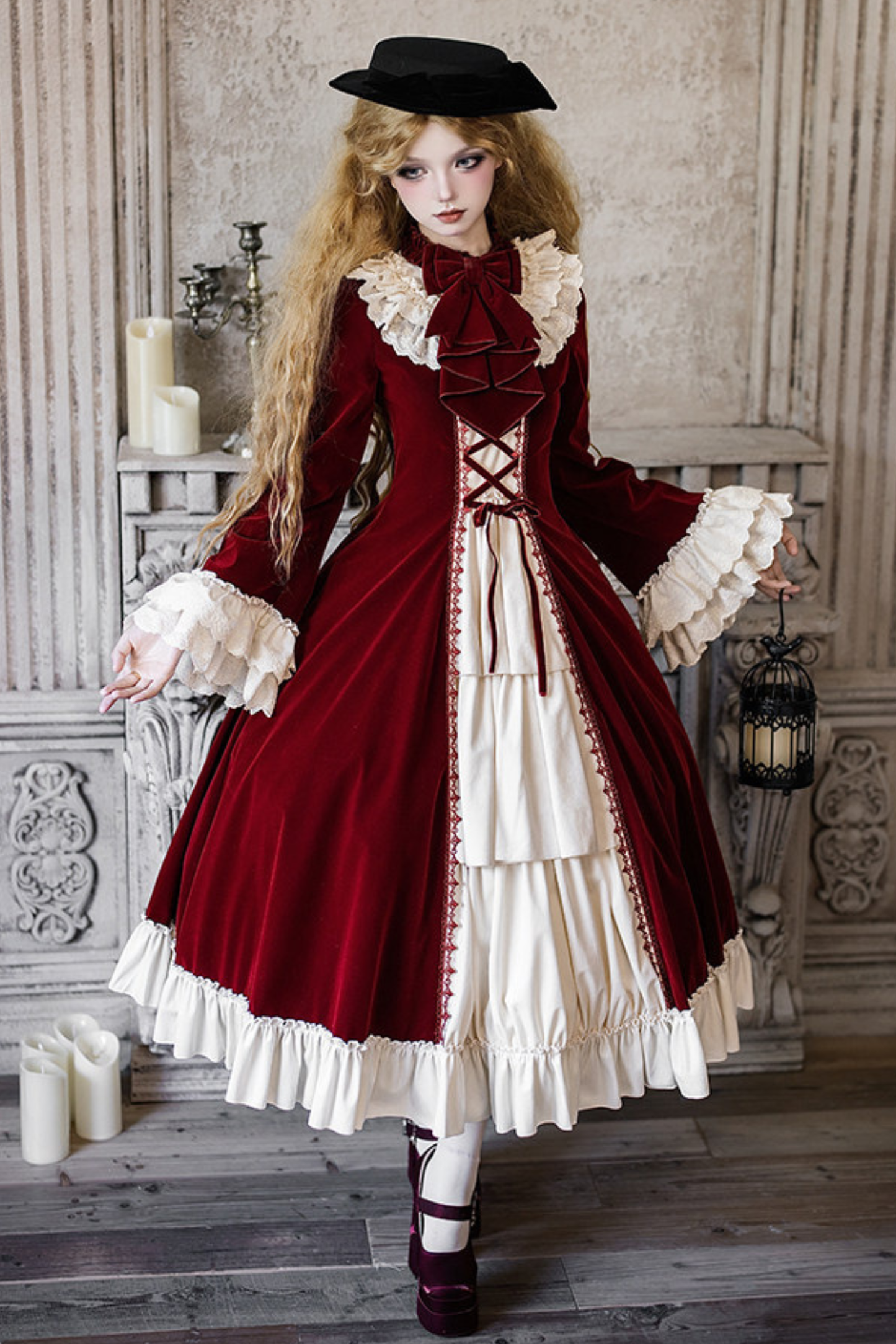 クラシカルエレガントドレス+カラー+リボン+ハット