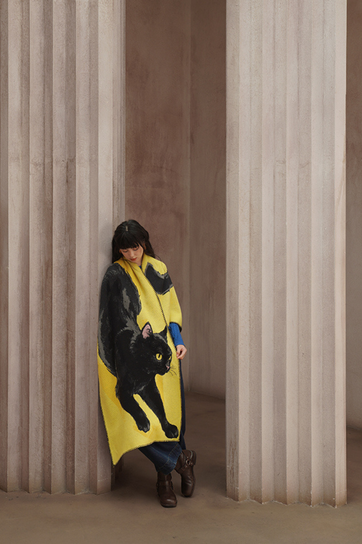 黒猫ビッグニットマフラー