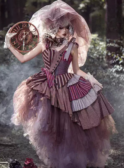 【予約商品】ストライプグリッドファンタジードレスセット＋アシメチュールスカート＋ベール