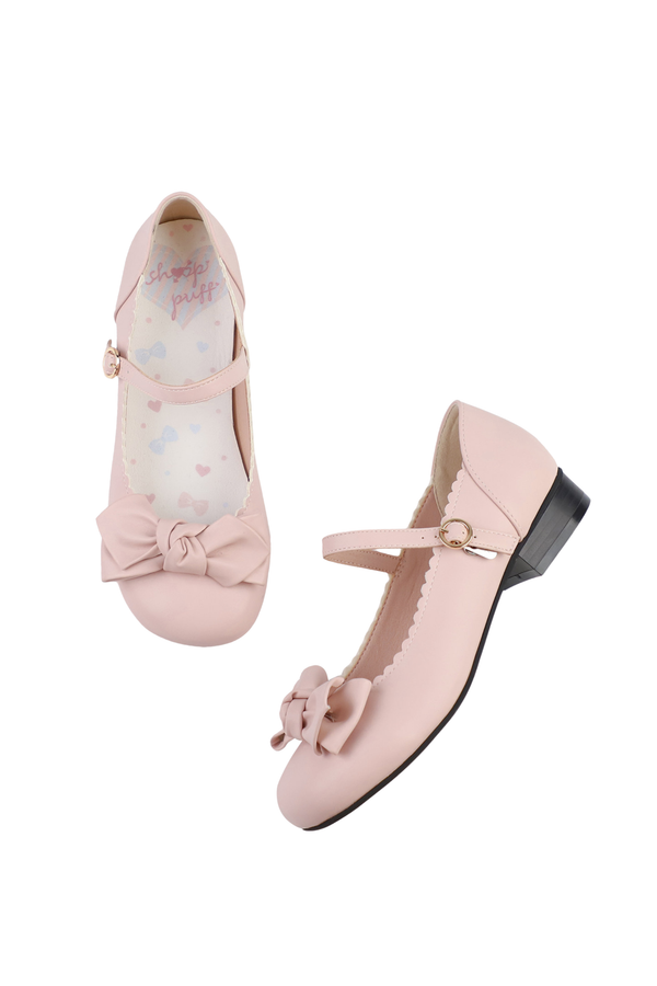 Cherry Blossom Sheepskin Bow Shoes