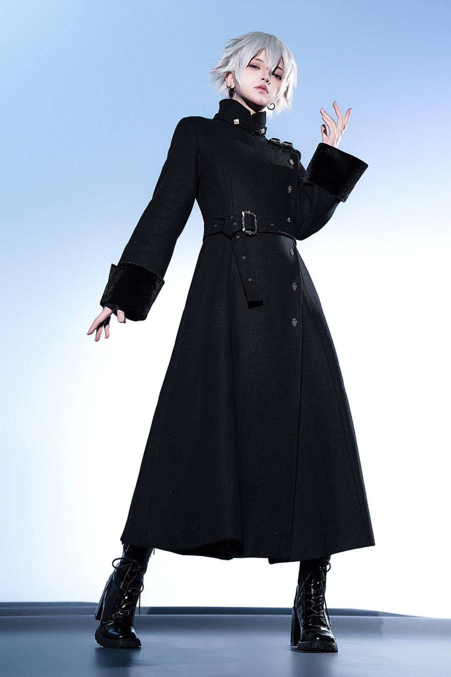 スタンドネック皇子ロングコート