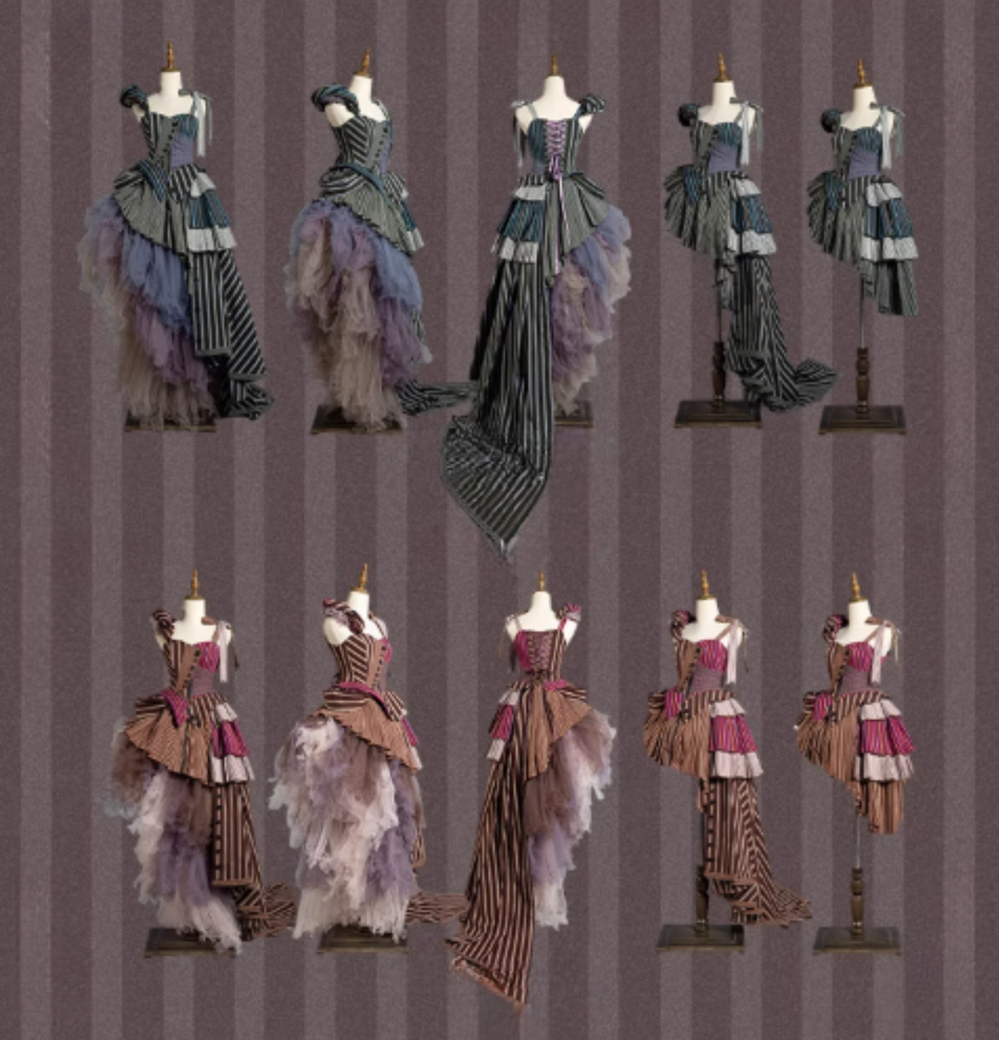 【予約商品】ストライプグリッドファンタジードレスセット＋アシメチュールスカート＋ベール