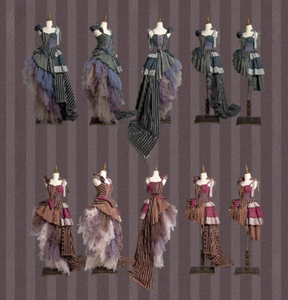 【予約商品】ストライプグリッドファンタジードレスセット＋アシメチュールスカート＋ベール