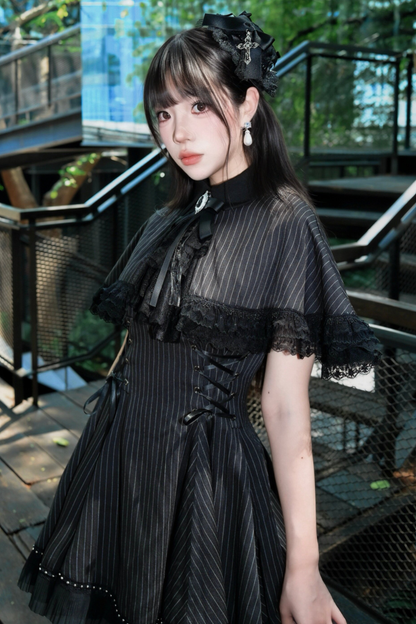 French Stripe Cape Dress