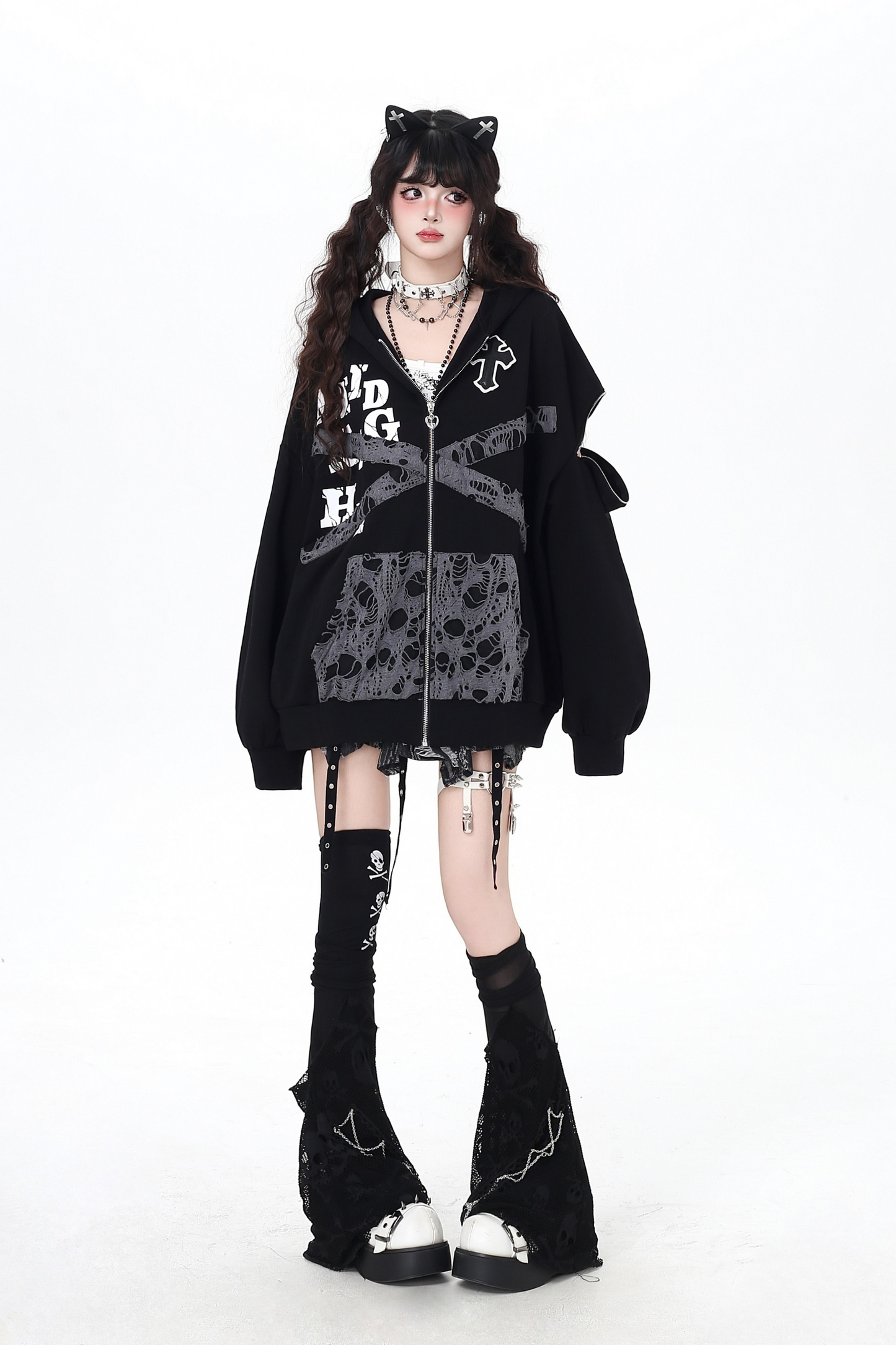 Dark Crazy Girl Loose Hooded Hoodie