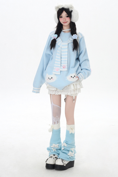 フェイクマフラーキャットルーズニット