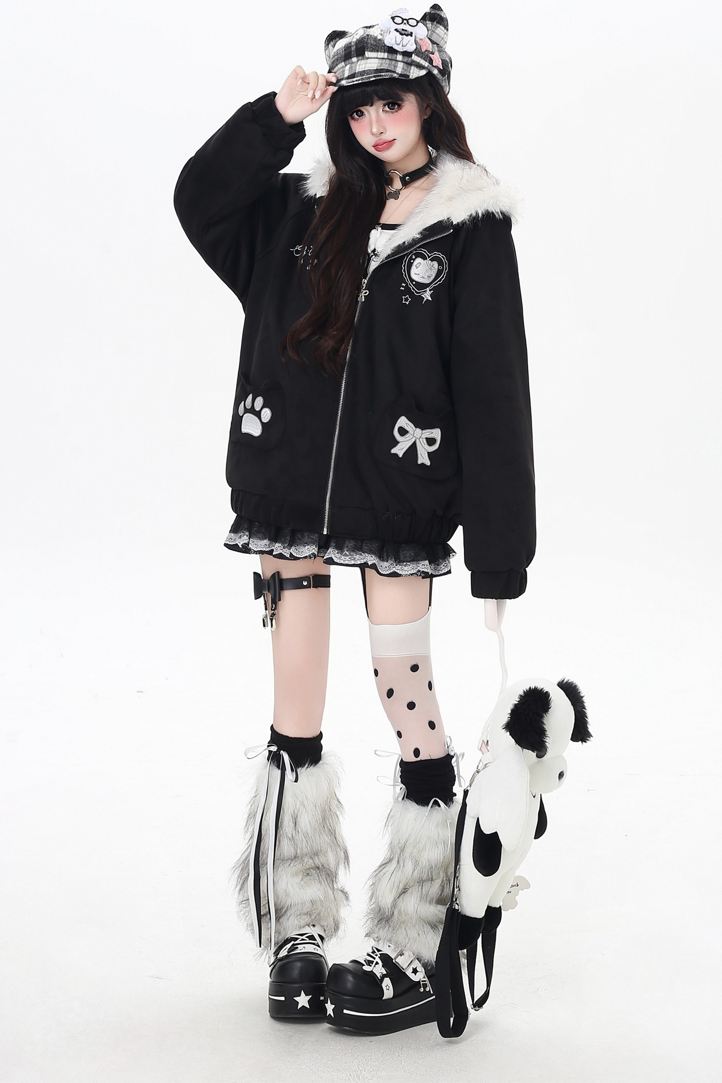 猫耳フードルーズジャケット