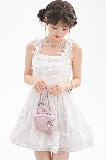 Sweet Style Pure White Girl Puffy Dress