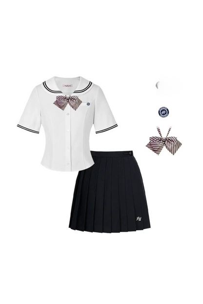 ドールカラートップス＋プリーツスカート＋リボン