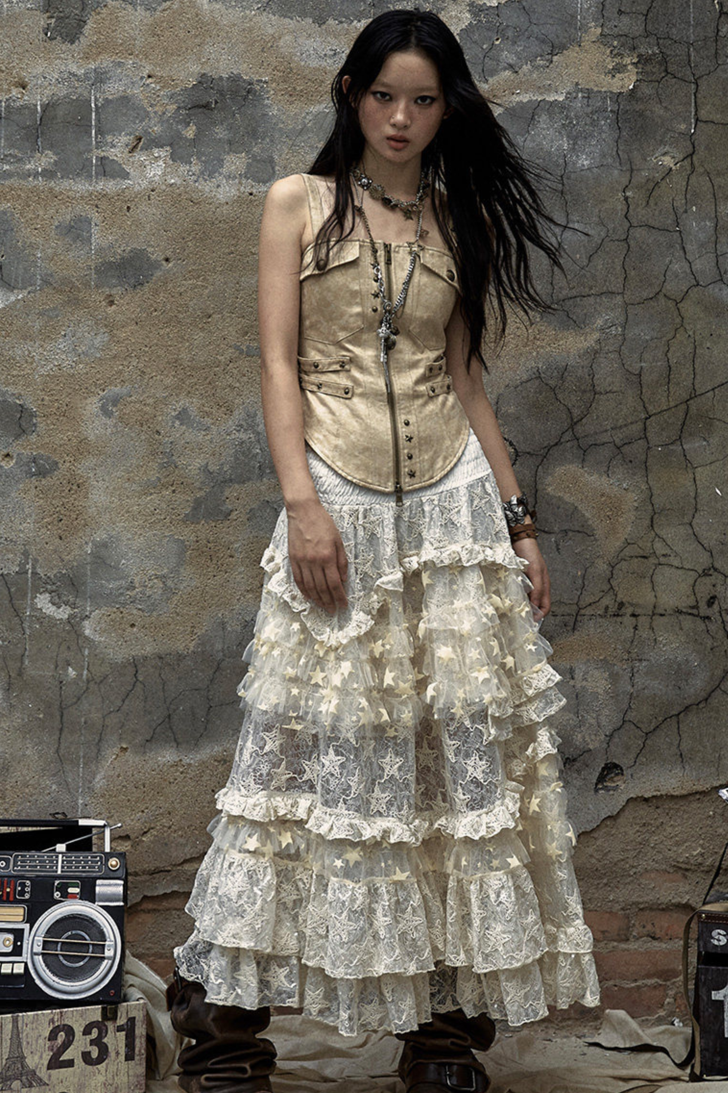 Romantischer Retro-Spitzenrock