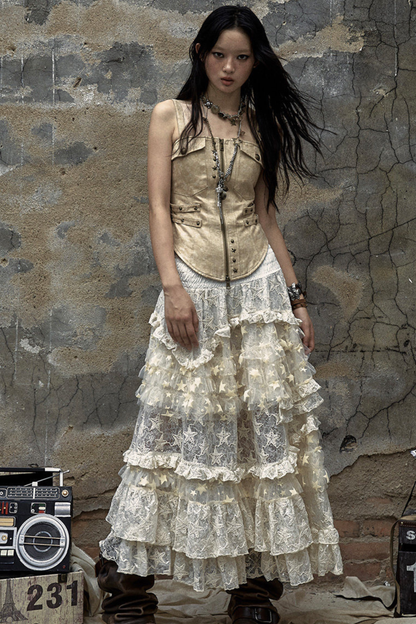 Romantischer Retro-Spitzenrock