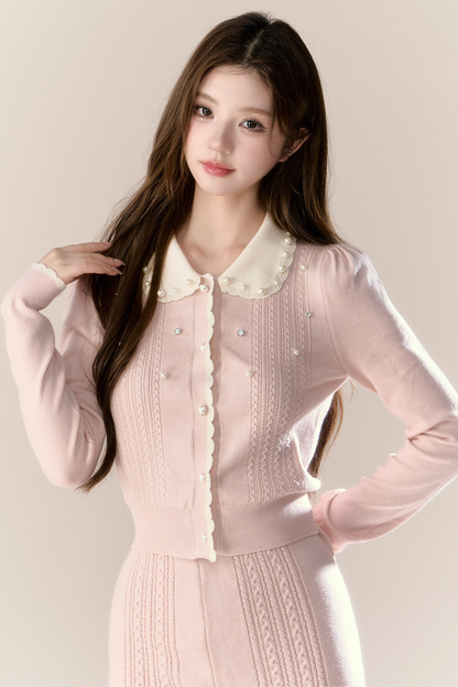 スイートフレンチニットトップス+タイトスカート