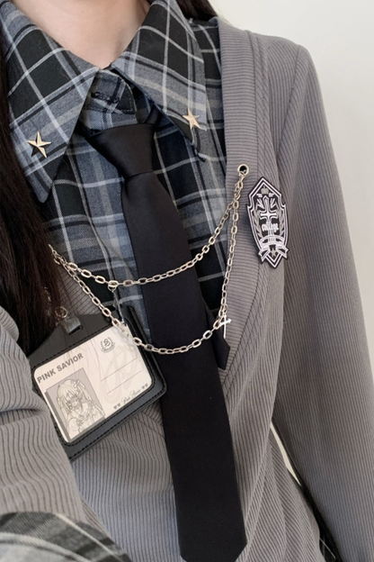 カレッジロールアップシャツ+スカート+ネクタイ