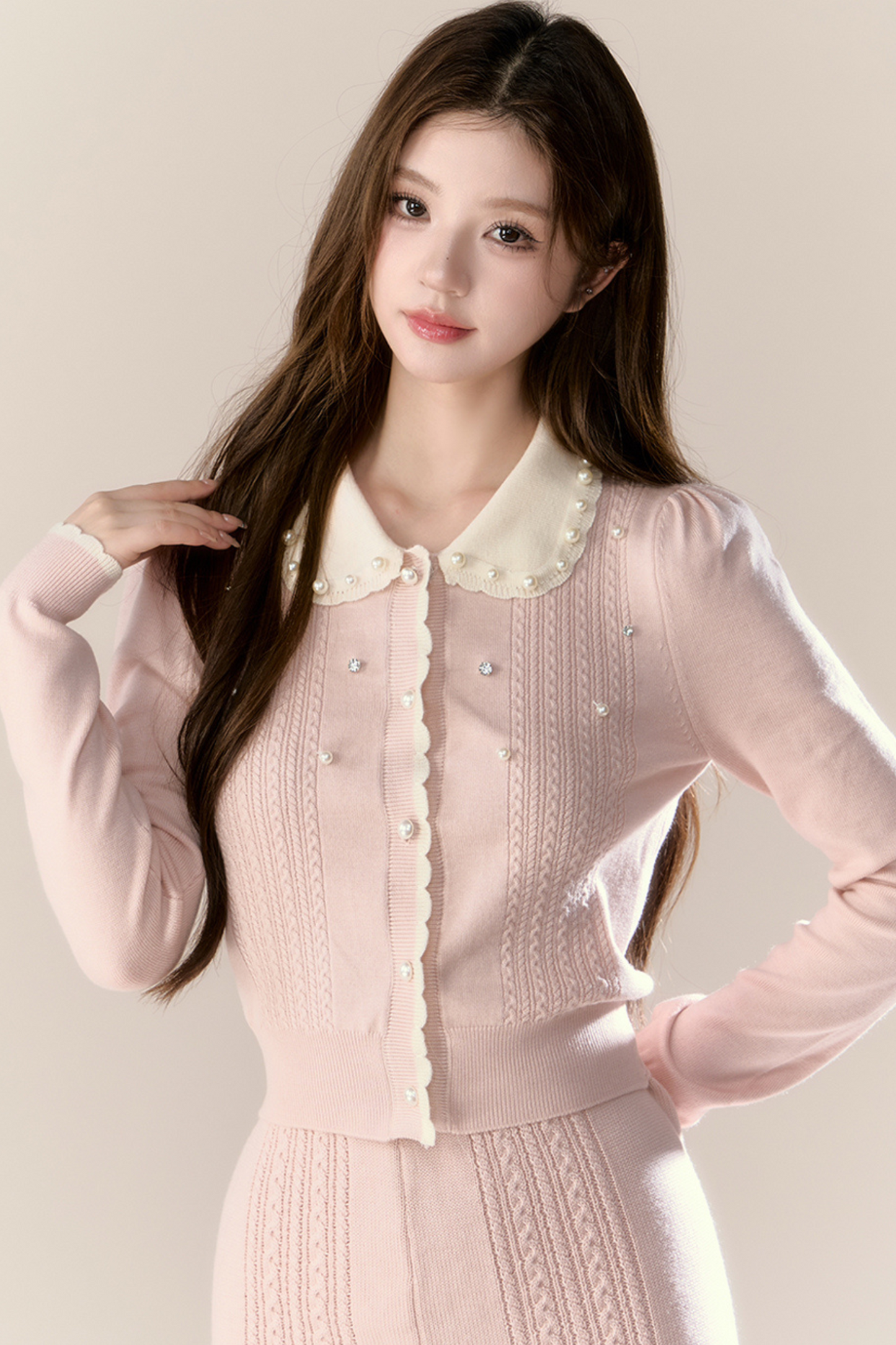 スイートアイランドドールカーディガン+タイトスカート