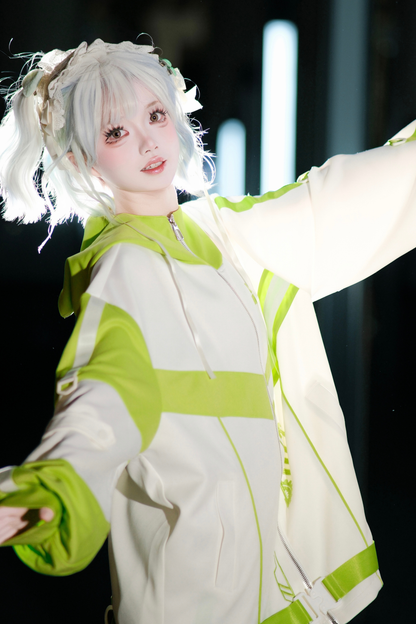 サイバーサブカルジャージジャケット+ショートパンツ+レッグカバー