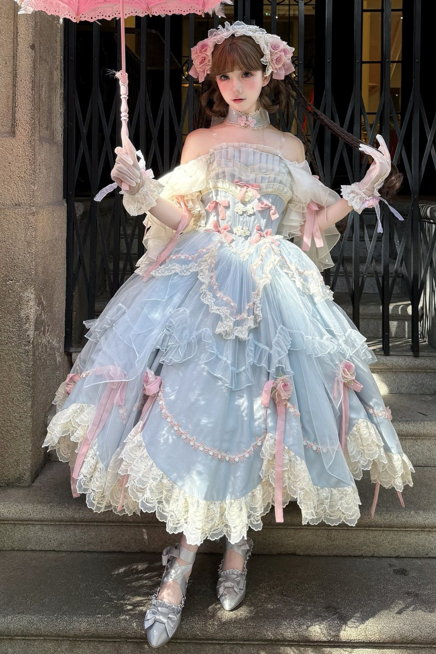 スイートプリンセスドレス+トレーン+ ベール +アクセサリー