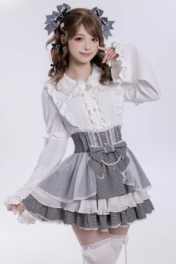 Sweet Ruffled Puff Long Sleeve Blouse