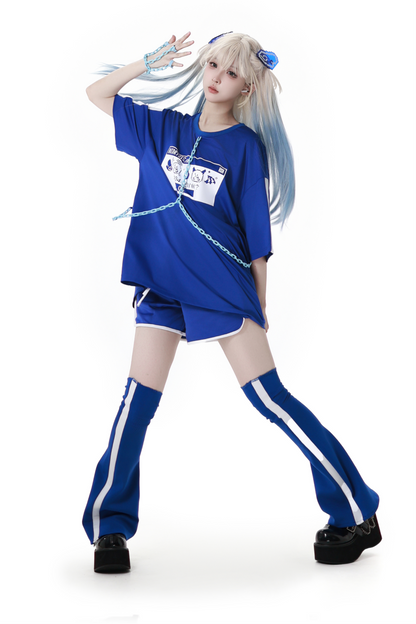 Subculture Loose Over T-shirt + Pants + Leg Warmers + Angel Devil Hairpin