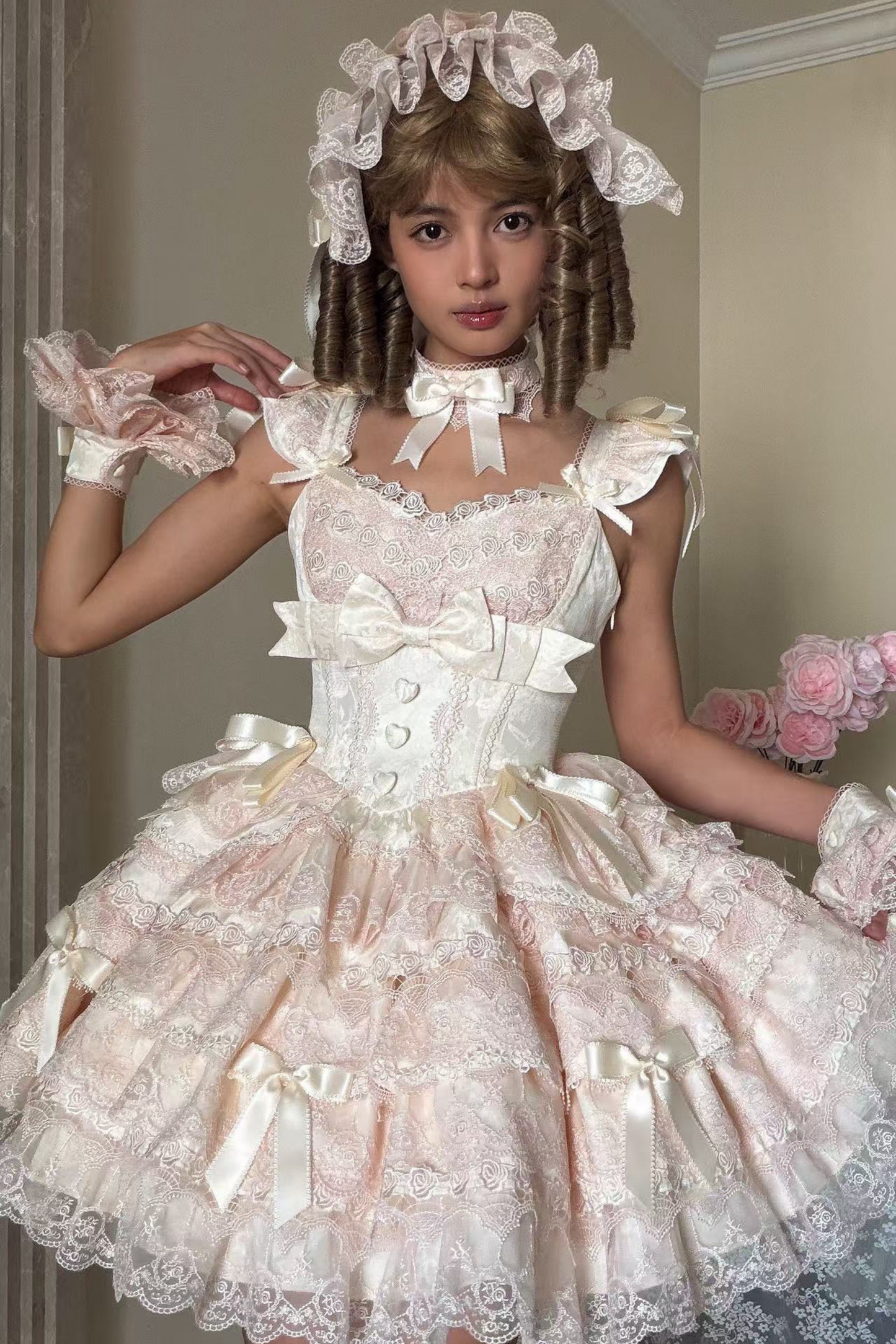 【予約商品】プリンセスバレエケーキロリータドレス+ヘアバンド+ネックレス+スリーブ+テール