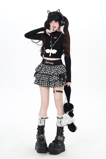 ロゴチェッカースカート