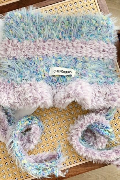 猫耳ファーフェイスプロテクターニット帽