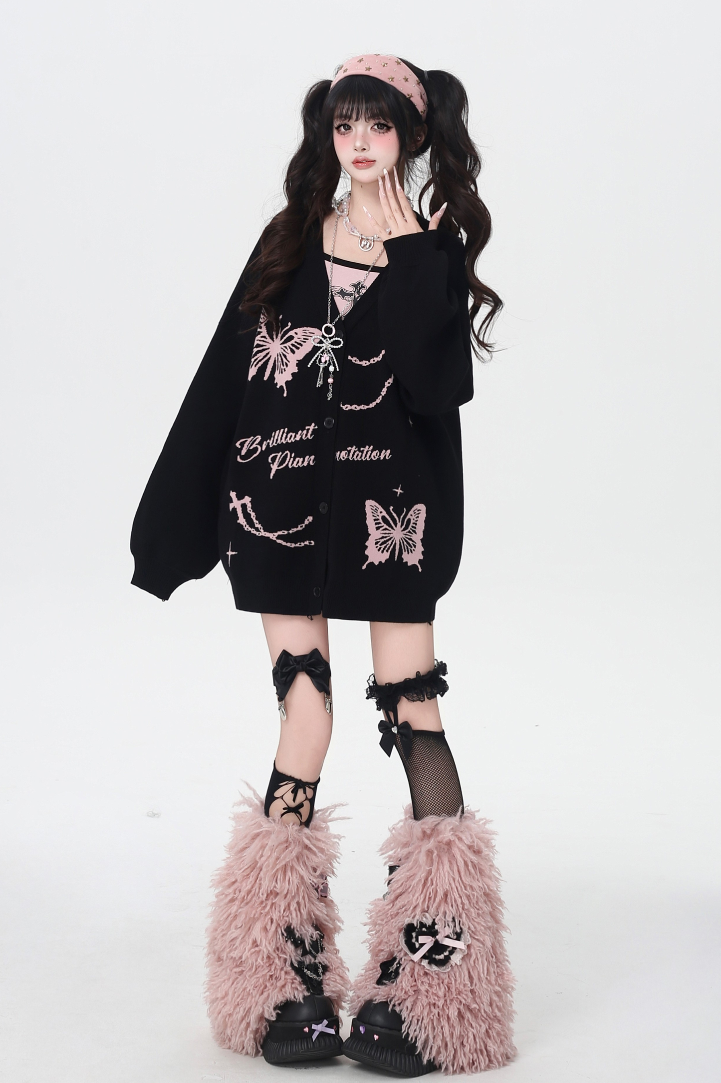 バタフライルーズデザインセーターカーディガン