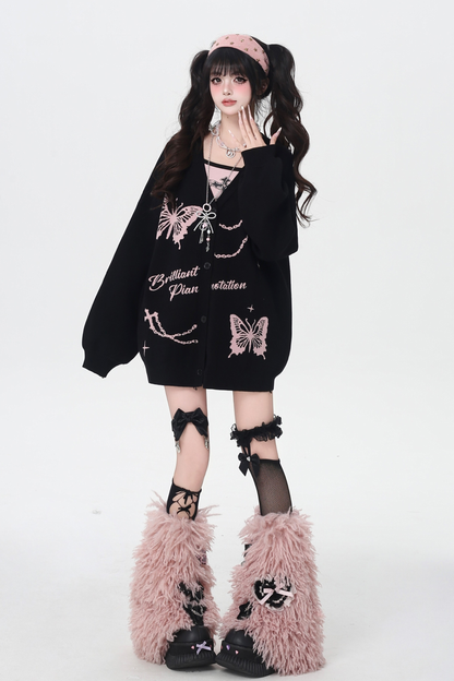 バタフライルーズデザインセーターカーディガン