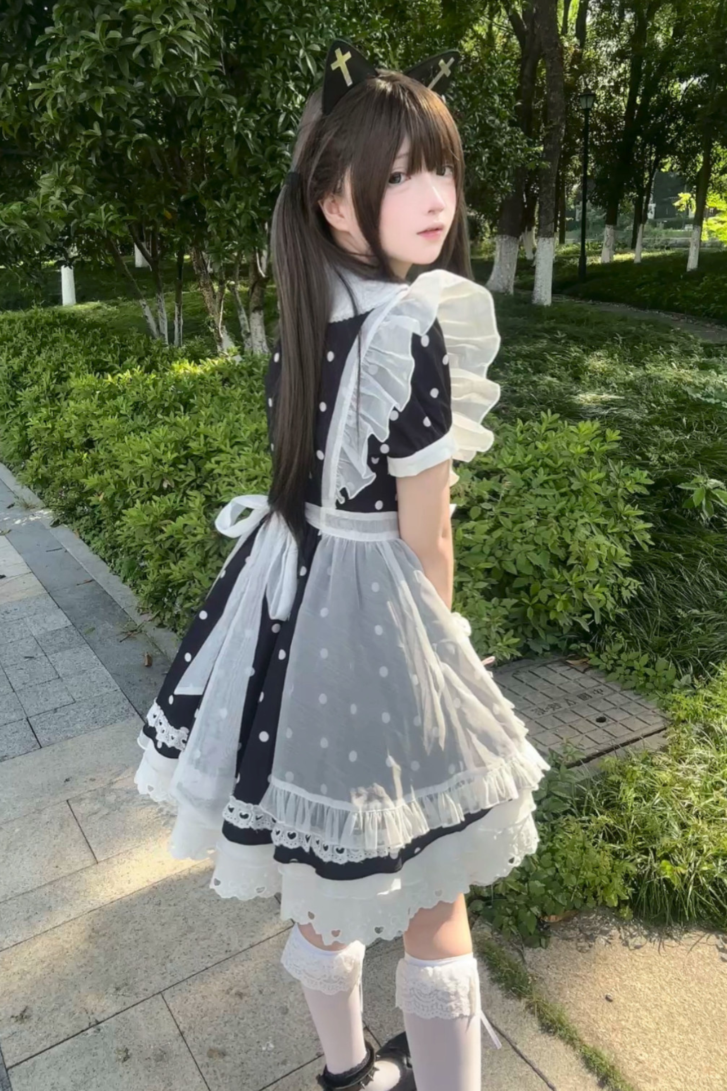 ハートビートドットドレス+シアーエプロン