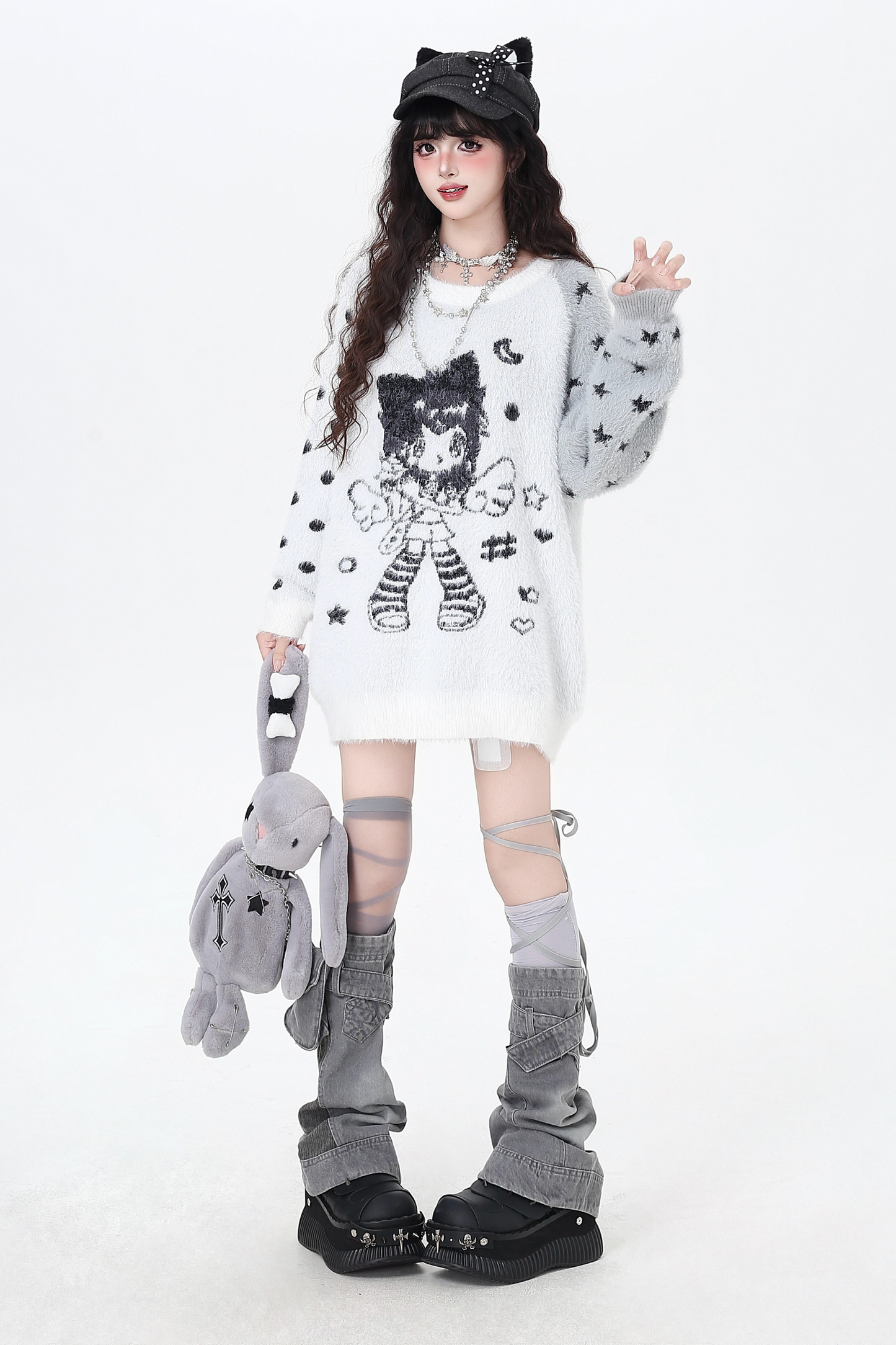 エンジェルバイカラールーズオーバーセーター