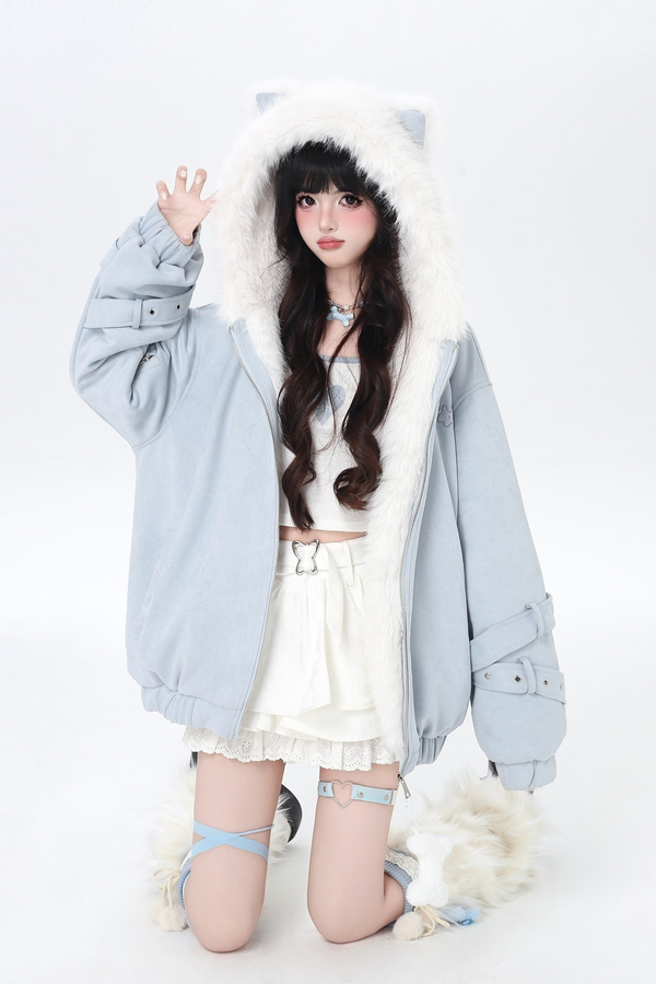 Cat Ear Hood Fur Jacket