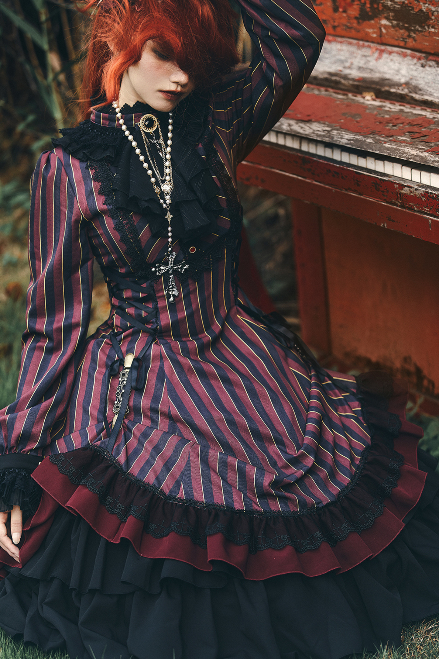 Retro Striped Elegant Gothic Lolita Dress