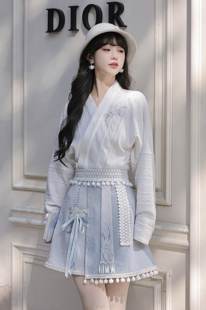 チャイナスノーロリータジャケット+トップス+スカート+スカーフ