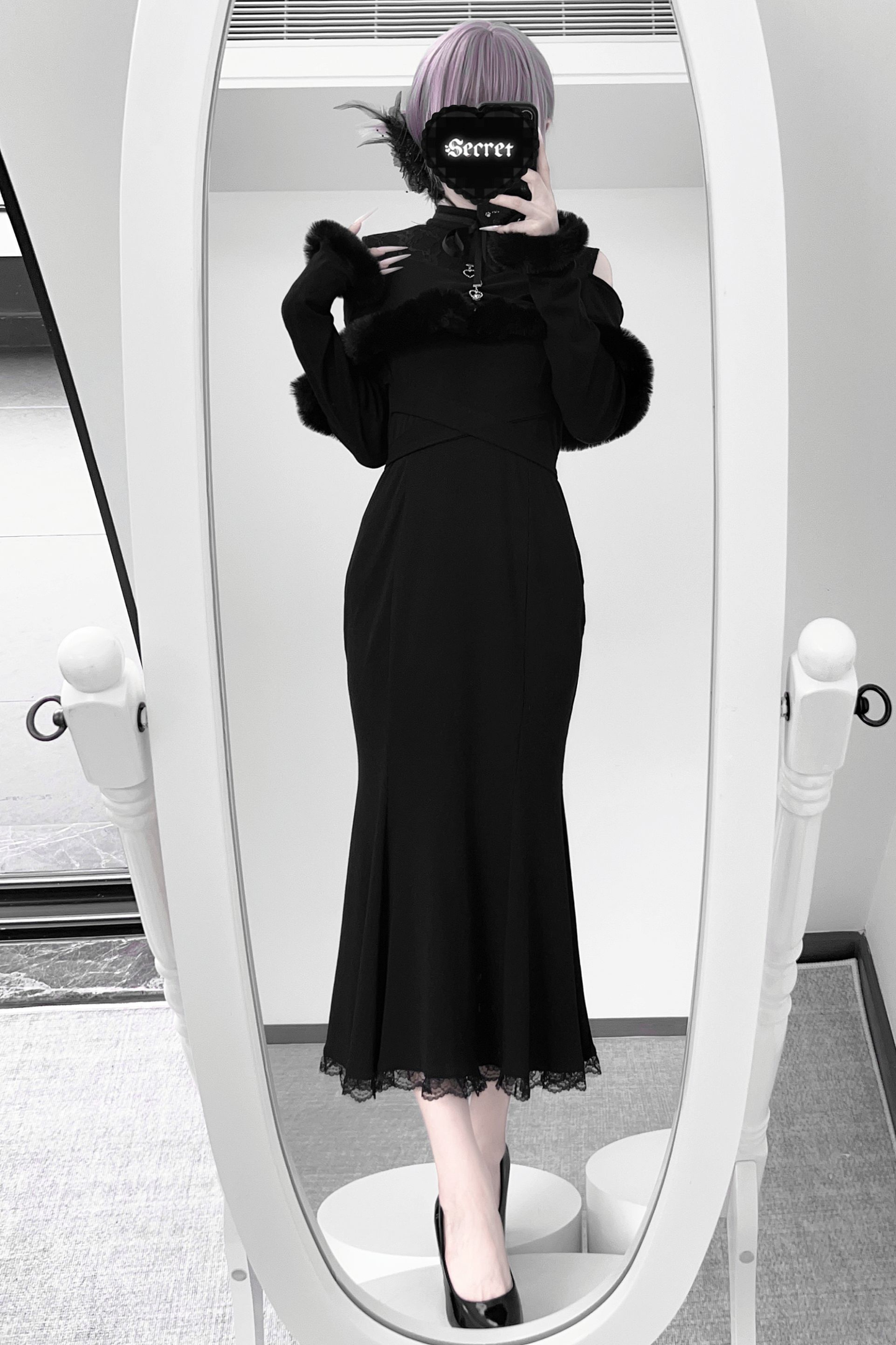 オフショルダークリアマーメイドワンピース